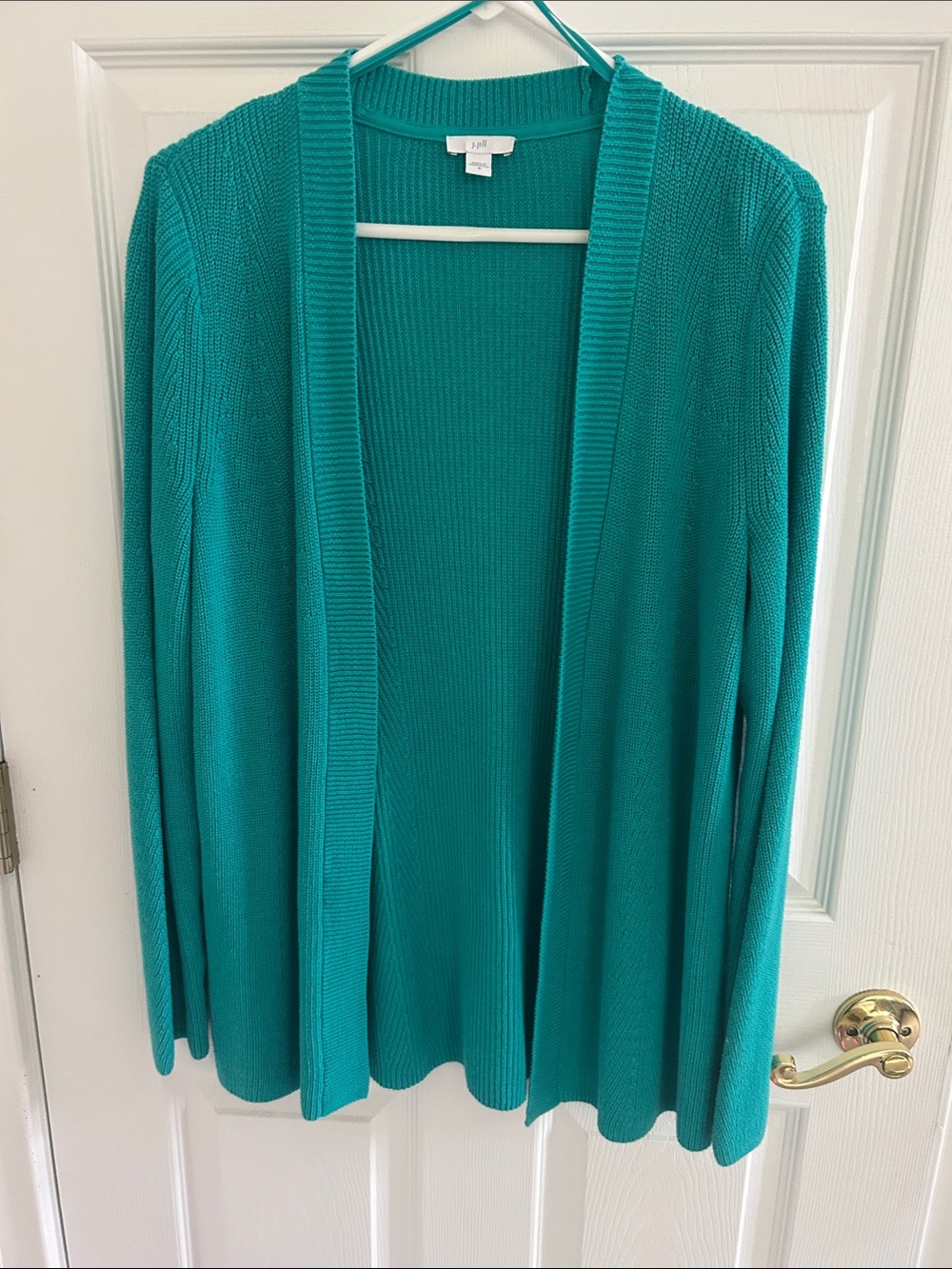 J. Jill Teal Open-Front Knit Cardigan Sweater